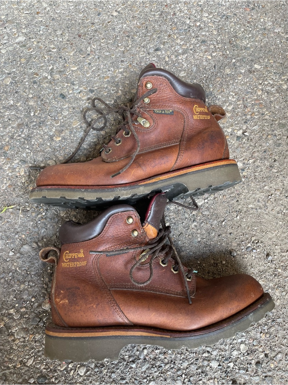 Chippewa Boots: Men's USA-Made Waterproof 6440 Tan Work Boots 7 D